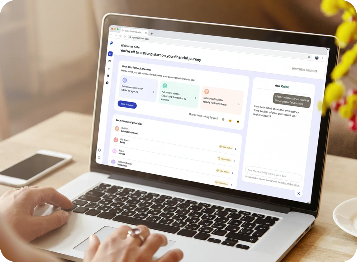 Laptop with financial planning