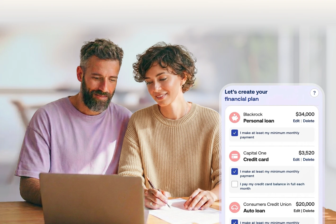 Couple reviewing financial plan