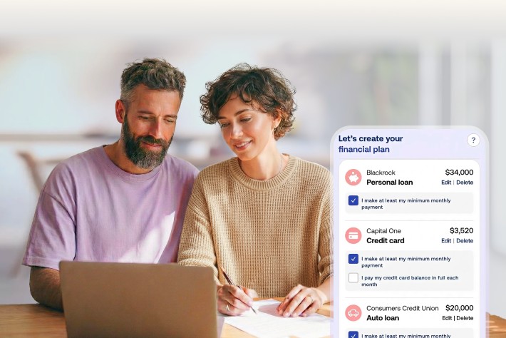 Couple discussing financial plan